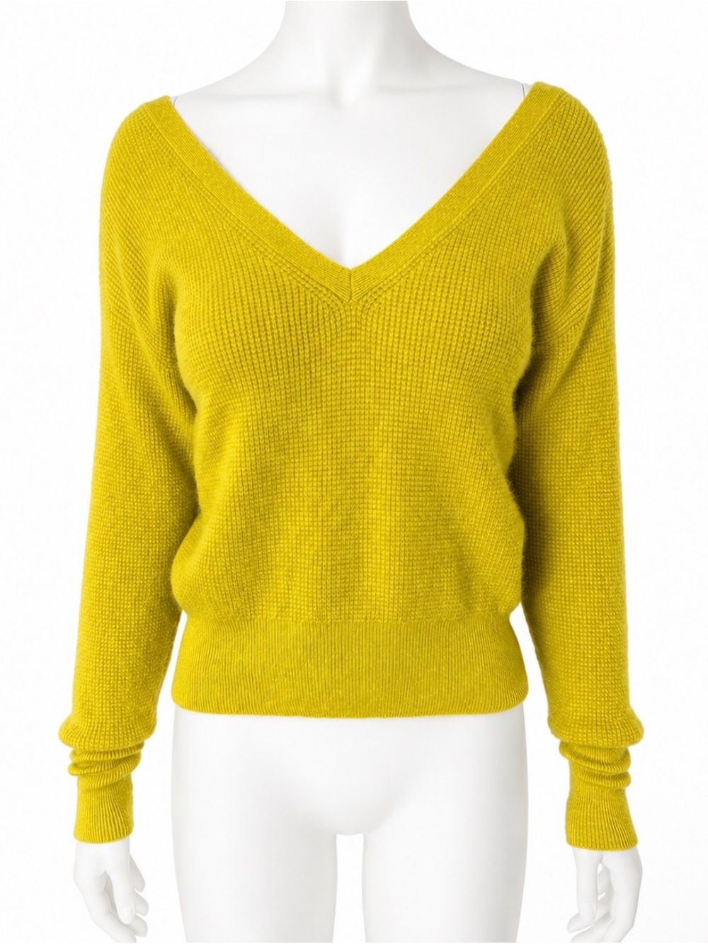 Anthropologie Neon Yellow V‑Neck Cozy Sweater - Size Small